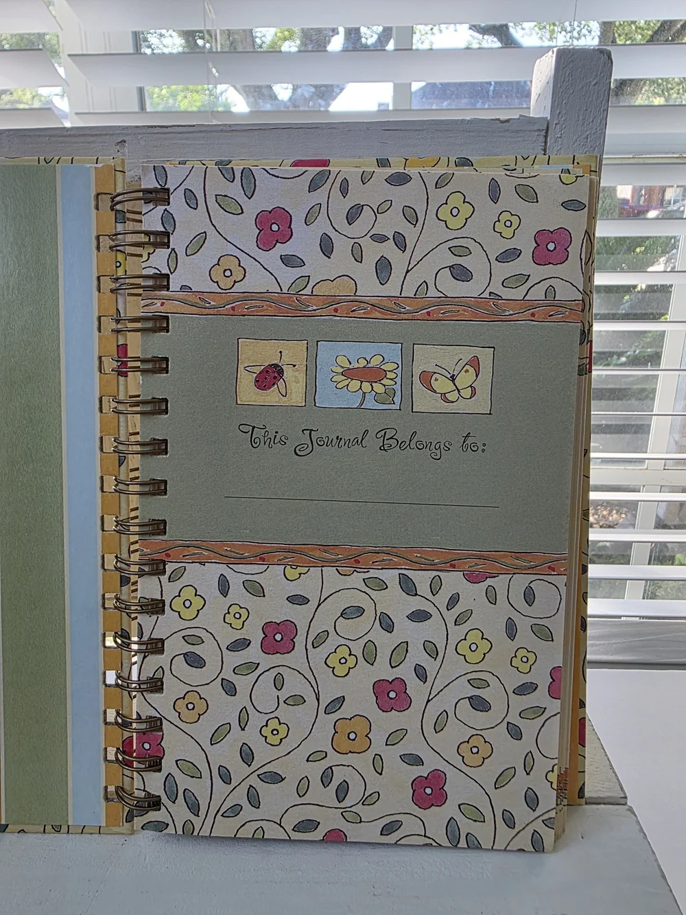 DaySpring Floral Spiral Journal with Butterfly & Ladybug Motifs - Yellow